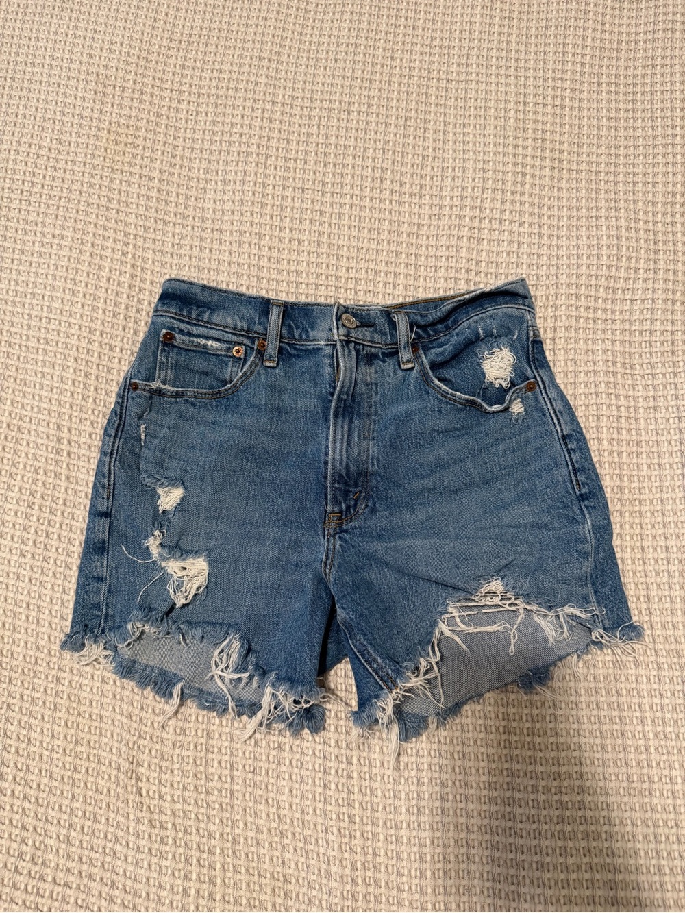 Abercrombie & Fitch Distressed Blue Jean Cutoff Shorts